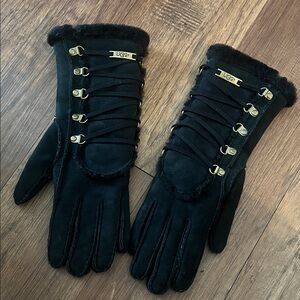UGG Black Lace-Up Women's Gloves